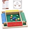 Flero Shut The Box - Gioco di dadi per 4 giocatori in legno - Gioco di tattica e calcolo (multicolore) - Gioco da tavolo, giocattolo educativo per bambini e adulti - 8 dadi