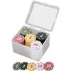 Liakyunf Fiches Da Poker, 100 Pezzi Accessorio Da Gioco Colorato Con Scatola Portaoggetti, Fiche Da Poker In Blocco, Per Casa Viaggio Tornei Feste Vacanze Compleanni Uffici Raduni Di Amici