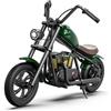 HYPER GOGO Challenger 12 PLUS - Motocicletta Elettrica per Bambini, 3 Velocità Fino a 16KM/H, 12 Pneumatici, Luci LED Colorate, Autonomia Lunga 16KM, Regalo Perfetto per Bambini e Adolescenti (Verde)