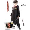 Funidelia Kit di accessori Ufficiale Harry Potter per bambino, Include occhiali, bacchetta magica e sciarpa. Accessori per costumi per bambini per feste, Carnevale e Halloween