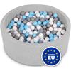 SELONIS Piscina Soffice per Bambini 90X30cm/200 Palline Rotonda, Grigio Ch:Bianco/Grigio/Azzurro