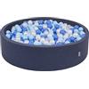 KiddyMoon Piscina di Palline 120X30cm/1000 Palline Colorate Grande Tondo per Bambini, Fabbricato in EU, Blu Scuro:Azzurro/Blu/Perla