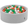 KiddyMoon Piscina con Palline 90 X 30 Cm / 200 Palline Ø 7 Cm in Schiuma Morbida per Neonati E Bambini da 8 Mesi Rivestimento in Cotone Sfoderabile con Zip, Irlanda: Verde/Bianco/Arancione