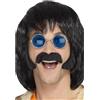 SMIFFYS Set travestimento hippie, nero, con basette lunghe e baffi, Auto-adesivi Halloween