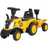 RELAX4LIFE Trattore Cavalcabile per Bambini, con Licenza Caterpillar per Bambini con Rimorchio Smontabile, Clacson, Luci LED, a Piedi, Rastrello e Pala
