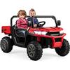 COSTWAY 12V Auto Elettrico per Bambini, Trattore Elettrico con Scatola di Scarico, Macchina Elettrica con Pala Telecomando e Musica, Regalo per Bambini 3-8 Anni, 3-8 km/h (Rosso)