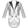 Nyeemya Bambini Giacca Frac con Paillettes Tailcoat Tuxedo Jacket Blazer Smoking Cappotto a Coda di Rondine Glitter Cardigan Abito da Ballo Jazz Danza Spettacolo