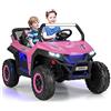 COSTWAY 12V Auto Elettrico per Bambini, Macchina Fuoristrada a 2 Posti, Macchina Elettrica con Luci Suoni, Regalo per Bambini 3-8 Anni, 118x74x71 cm (Rosa)