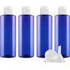 ZEOABSY 4 Pezzi 200 ml Blu Bottiglie di plastica PET con Tappo Flip Top Bianco, Spalla Piatta Contenitori per Cosmetico, Bottiglie da Viaggio per Lozioni, Liquido, Olio