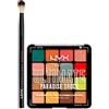 NYX Professional Makeup Palette Ombretti 16 Colori Altamente Pigmentati Ultimate Shadow 02 Paradise Shock + Pennello Occhi per Sfumature Pro Brush Blending - Set da 2