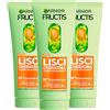 Garnier Fructis Shampoo Lisci Cheratina Trattamento Lisciante per Capelli Crespi Secchi e Spenti con Olio d'Argan Formula Vegana - 3 Flaconi da 200ml