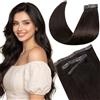 LaaVoo Extension Capelli Veri Clip 7 Pezzi 100g 40cm, Castano Scuro #2, PU Invisibile Senza Cucitura, per Capelli Sottili, Volume e Lunghezza per Feste