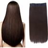 Ser Mulher Brianna Extension con Filo Invisibile - capelli Lisci, lunghi- 1 Tessitura con 4 Clip e filo invisibile da 45cm e 60cm (4 Castano scuro, 45cm)