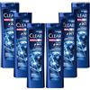 Clear Men Shampoo Antiforfora per tutti i tipi di cute e capelli Action 2in1 fino al 100% di protezione dalla forfora* 6x 225 ml