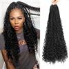 Saisifen 8 Pacchi Boho Dea Box Trecce Capelli All'uncinetto per Le Donne Nere, Pre-ciclo Bohemian Micro Trecce Con Capelli Ricci 1b Nero 24 Pollici(60cm)