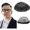N.L.W. Parrucca Uomo PU Toupet Pezzi di Capelli Umani Europei per Gli Uomini Sostituzione dei Capelli Sistema 8×10 Pollici Parrucche 0,06 Centimetri di Spessore Uomini Parrucca #Nero + bianco