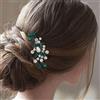 Jakawin Pettine per capelli da sposa con strass, accessorio per capelli da sposa, HC042 (S-verde)
