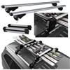 Rixto Barre portatutto in alluminio + Portasci scorrevole 4 paia di sci o 2 snowboard per JEEP RENEGADE dal 2014 in poi con railing aperti