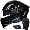 SONGDIQI Bluetooth Casco Modulare Moto, Omologato ECE Integrale Casco con Doppia Visiera Parasole, Speaker Integrato Microfono(C5,L(59~60cm))