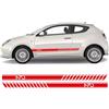 CMR Design Co Adesivi Grafiche per Alfa Romeo Mito Kit Completo Fasce Strisce Laterali Lato Destro e Sinistro Decalcomanie Auto Tuning Rosse Bianche Nere Oro Argento Grigie Gialle (Rosso)