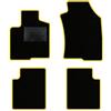 QUEMAR Tappetini Auto compatibili con Lancia Ypsilon 5 porte dal 2011 anche Hybrid/Kit Tappeti Moquette e Gomma su Misura (Set 2 Ant +2 Post)/Ricami e Colori Personalizzati (Bordo Giallo, 0 Ricami)