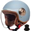 STRTG Casco moto retrò, casco scooter con visiera, casco mezzo jet aperto, casco ciclomotore per uomini e donne adulti omologato DOT/ECE A,S 54-55cm