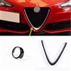 Konforhom Nero Lucido per Alfa Romeo Giulia 2017-2020 Griglie per la Testa dell'auto Cornice a Forma di V Decorazione Trim Adesivo Logo Copertura Anteriore Inferiore Centrale Griglia Trim
