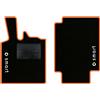 QUEMAR Tappetini Auto per Smart Fortwo 450, Bordo Arancio, 2 Loghi+Ricami | 1998-2007 / W450 / Kit Tappeti Moquette e Gomma su Misura / Set 2 Anteriori / Ricami e Colori Personalizzati / Antiscivolo