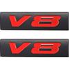 SGW 2 Adesivi V8 Emblem Auto Decorazione Badge Emblem Sticker per Mustang (nero rosso)