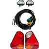 MelTruck Kit Fanali Posteriori LED Rimorchio 13 Poli Luce Targa E9 Baionetta Roulotte Camion 12V 24V Stop Freccia Nebbia Retromarcia Cavo Incluso Completo