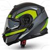 CRUIZER Casco Moto Scooter Modulare SPACE Nero Giallo Doppia Visiera Trasparente Sole (XL)