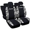 Lupex Shop Copri-sedili Auto Compatibili Panda Seconda Serie (mod.169) Versione 50e50 | Nero Mimetico Grigio | Set Copri-Sedile Anteriori e Posteriori | Logo Ricamato | Airbag Compatibile | Accessori