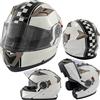 A-Pro Casco Modulare Moto Visiera Doppia Grafica Touring ECE 22 Omologato Bianco XL