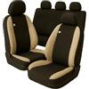 Susy Shop Coprisedili Auto Compatibili Per Clio, Set Fodere Anteriori Posteriori,Schienale Posteriore Diviso 60 e 40 (Nero/Beige)