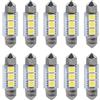 VS lampadine per plafoniera auto, da 12 V, 3 SMD, 36 mm 5050, LED Siluro per cupola a festone, per luce di cortesia, portabagagli, targa, cruscotto, luci di parcheggio