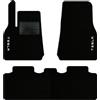 QUEMAR Tappetini Auto compatibili con Tesla Model Y dal 2020 anche Juniper/Kit Tappeti Moquette e Gomma su Misura (Set 2 Anter.+1 Poster.)/ Ricami e Colori Personalizzati (Bordo Nero, 2 Ricami)