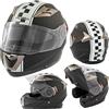A-Pro Casco Modulare Moto Omologato ECE 22 Doppia Visiera Grafica Nero Opaco L