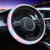 Mexpekil Coprivolante universale per auto con foglie rosa e blu, antiscivolo, adatto alla maggior parte delle auto (38 cm), confezione da 1