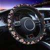 Mexpekil Coprivolante per Volante con Teschio e Fiori Universale per Auto Coprivolante Antiscivolo Protettivo per Volante Accessori Decorativi per Auto Adatti per la Maggior Parte delle Auto (38 cm/15