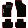 QUEMAR Tappetini Auto compatibili con Alfa Romeo 147 dal 2000 / Kit Tappeti in Moquette e Gomma su Misura (Set 2 Anteriori + 2 Posteriori) / Ricami e Colori Personalizzati (Bordo Rosso, 1 Ricamo)