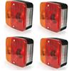 Generico J/J 4 x Fanale Faro Posteriore 4 Funzioni Omologazione E11 4 Funzioni - Luce di Posizione Stop Indicatore di Direzione Luce targa per Rimorchio Furgone Telaio Trattore Carrello Caravan + Lampadine