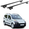 OMAC Barre Portatutto Alluminio TÜV geprüft per Citroen Nemo 2008-2013 3-5 Porta - per Rail Tetto Standard - T Nut - Max 90 kg - 2 Schlösser Nero