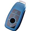 KUNIO Custodia per chiave adatta per Mercedes A B C E S G Classe GLC CLE GLB CLA W177 W247 B200 W205 S63 AMG A200 MS Cover per chiave auto, in TPU, 3 tasti, blu