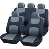 Susy Shop Copri-sedili Auto Universale Rosso Nero | Set Copri-Sedile Universali per Anteriori e Posteriori | Copri cintura e volante | Accessori Auto Interno (Grigio)