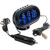 Zilimontt Orologio digitale da 12 V, con termometro e voltmetro e igrometro con tensione della batteria per auto, camion, SUV e furgoni, blu e arancione (blu)