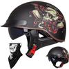 EBAYIN Caschi Cromwell Jet e Demi-Jet Casco Moto A Mezzo Casco Retrò Harley Casco Anticollisione Di Sicurezza Per Scooter Chopper Cruiser DOT / ECE Con Occhiali A Sgancio Rapido,E-L=（59~60cm）