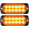 YOJZMA Kit da 2 Luci Strobe LED di Emergenza, 12 LED Doppia Riga Ambra a Montaggio Superficiale, Luci Lampeggianti di Avvertimento per Pericolo per Veicoli da Costruzione, Camion Griglia, Fuoristrada