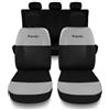 Susy Shop Coprisedili Compatibili Per Panda 2 e 3 Serie Con Logo Ricamato, Set Completo Fodere Auto Anteriori E Posteriori, Lavorazione MADE IN ITALY (GRIGIO/NERO, POSTERIORE 50/50)