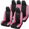 Rebeca Shop Coprisedili auto universali Made in Italy - Racing - schienali posteriori con 2 zip - airbag compatibili in vari colori (Nero/Rosa)