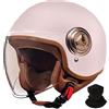 STRTG Casco moto retrò, casco scooter con visiera, casco mezzo jet aperto, casco ciclomotore per uomini e donne adulti omologato DOT/ECE
